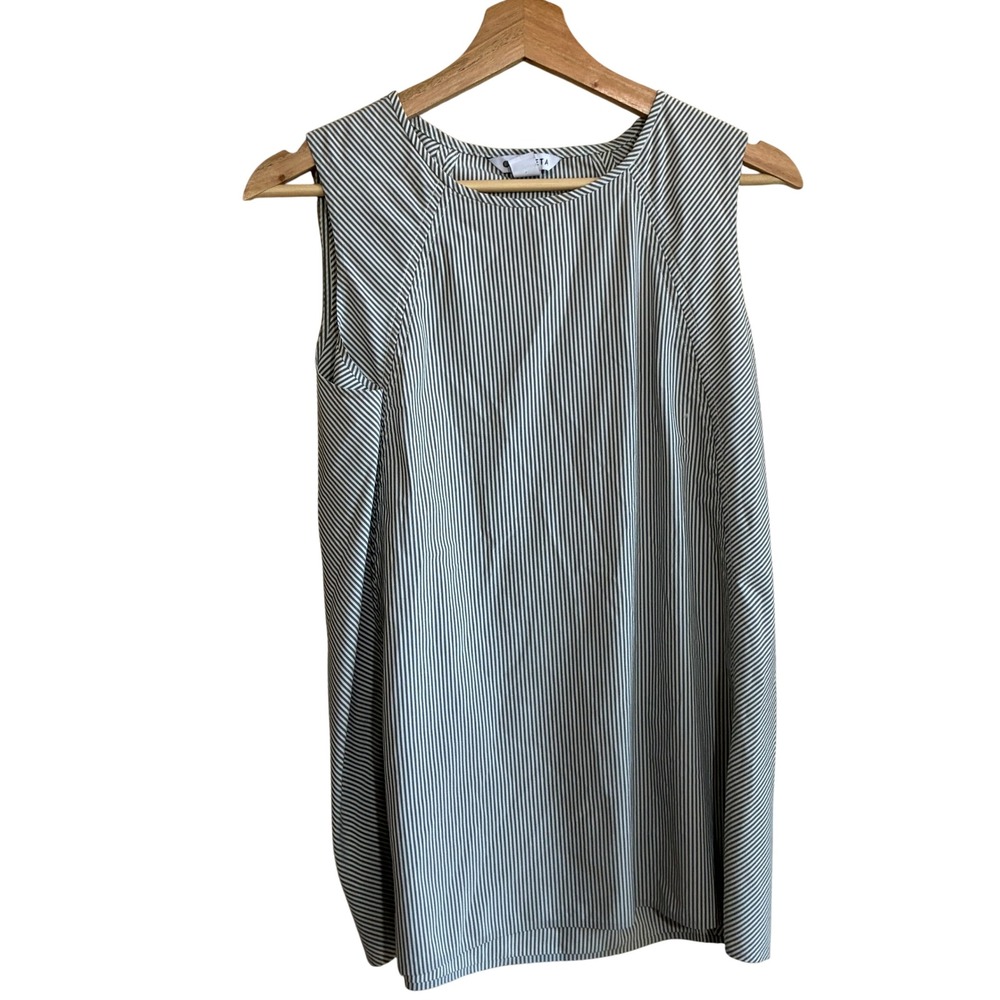 Athleta Zephyr Refined Tank Top Size Small Gray White Striped Womens Polyester